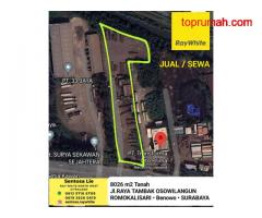 Disewakan 8026 m2 Tanah Raya Tambak Osowilangon - Romokalisari - Benowo - Surabaya STRATEGIS Lokasi 